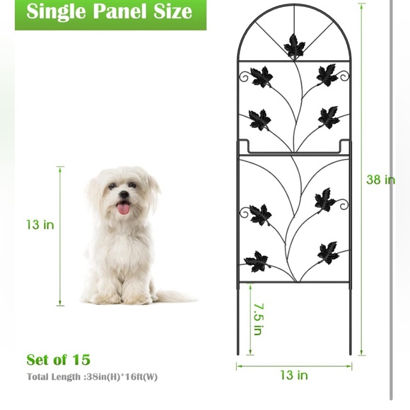 15Panels38in(H)x16ft(L)CoatedMetalRustProof LandscapeFoldingFlower🌸BedFencing - Picture 3 of 9